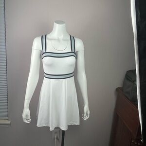 Lou & Grey White Mini Dress with Blue Stripes